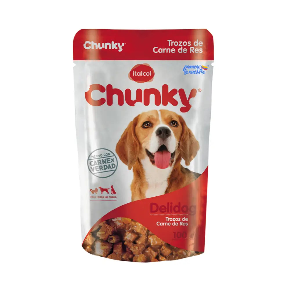 Pouch Chunky Delidog Adultos Trozos de Carne Res