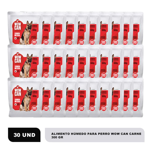 Pack de 30 unidades x 300 g de WOW CAN sabor carne