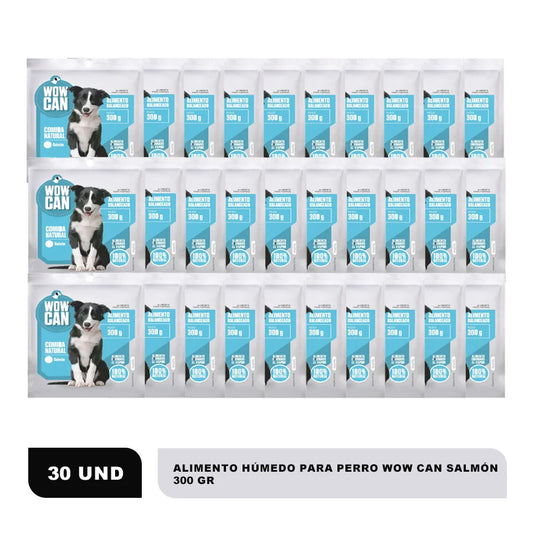 Pack de 30 unidades x 300 g de WOW CAN sabor salmón