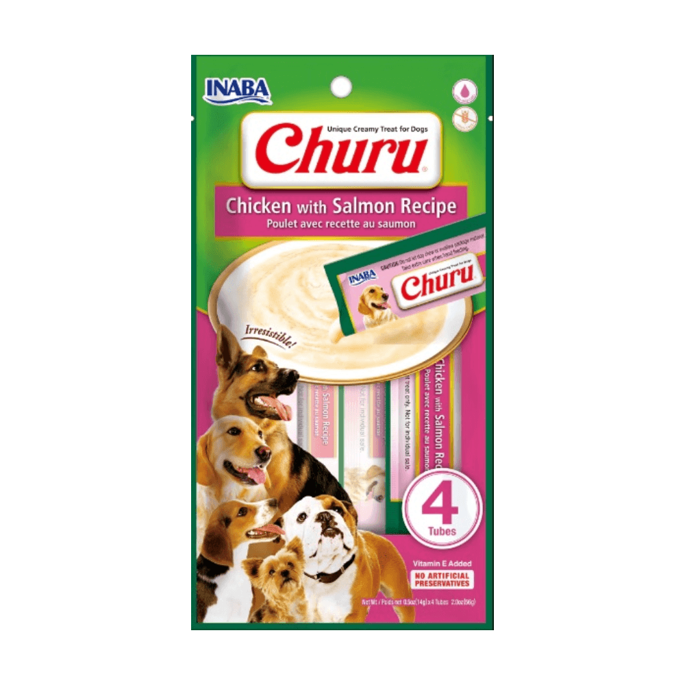Snack Cremoso Churu para Perros - Pollo y Salmón 4 unid 14gr