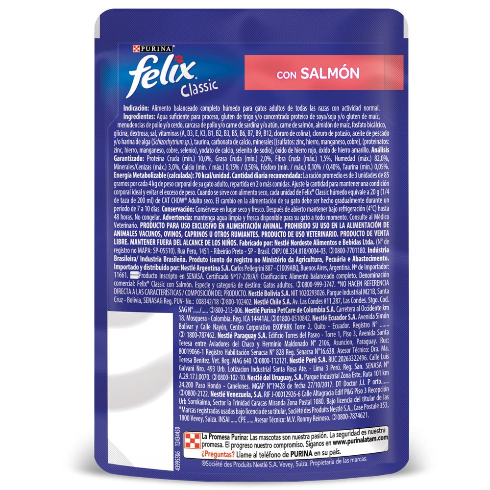 Félix Classic Salmón – Alimento Húmedo para Gatos