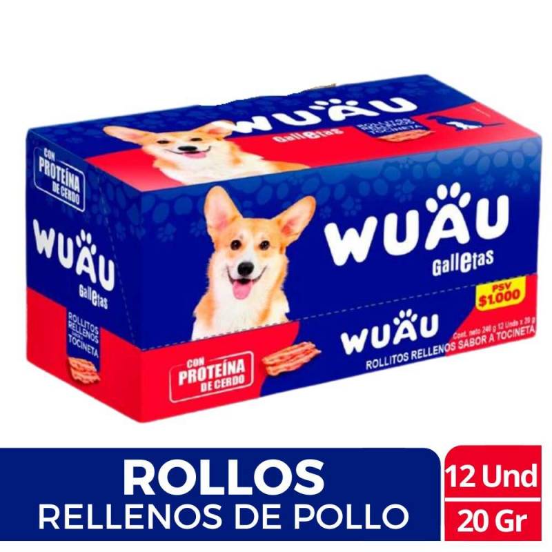 Galletas Wuau Rellenas Sabor Tocineta X 12 Und